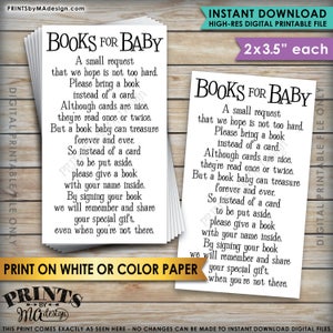 Boeken voor baby-insert, breng een boek mee in plaats van een kaart, baby shower uitnodigingsinsert, 12 kaarten per 8,5 x 11" afdrukbaar bestand <ID>