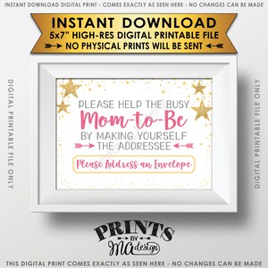 Adresse ein Umschlag Baby Shower Schild, Dankeschön Karte Umschlag Schild, Baby Shower Twinkle Stars Pink und Gold Glitter DRUCKBARE 12 x 7 Zoll Schild <ID>