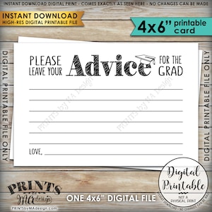 Ratschläge für Absolventen, bitte teilen Sie Ihre Ratschläge mit den Absolventen-Beratungskarten, Grad-Beratung, Abschlussparty, 10 x 15 cm druckbare Sofort-Download