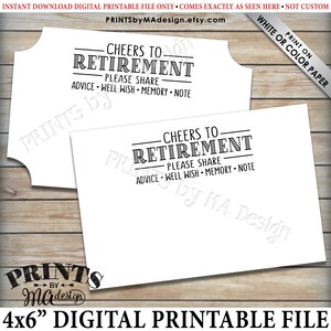 Pensioenwensenkaarten, Cheers to Pension Party Activity, Memory Advice Well Wishes, PRINTBARE 4x6" Pensioenkaart <ID>