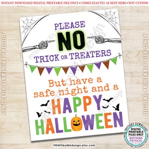 No Trick or Treaters Sign, Halloween Front Door Sign, Yard Sign ...