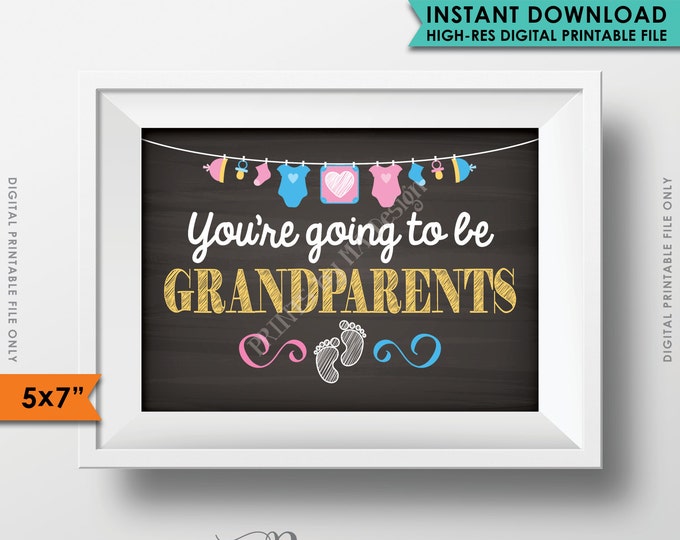 New Grandparents Announcement, You're Going to be Grandparents, Pregnant, Expecting Baby, Instant Download 5x7” Chalkboard Style Printable
