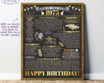 Back in 1975 Birthday Poster Board, Flashback to 1975 Birthday Decoration, ‘75 B-day Gift, PRINTABLE 16x20” Sign, Birthday Decor <ID>