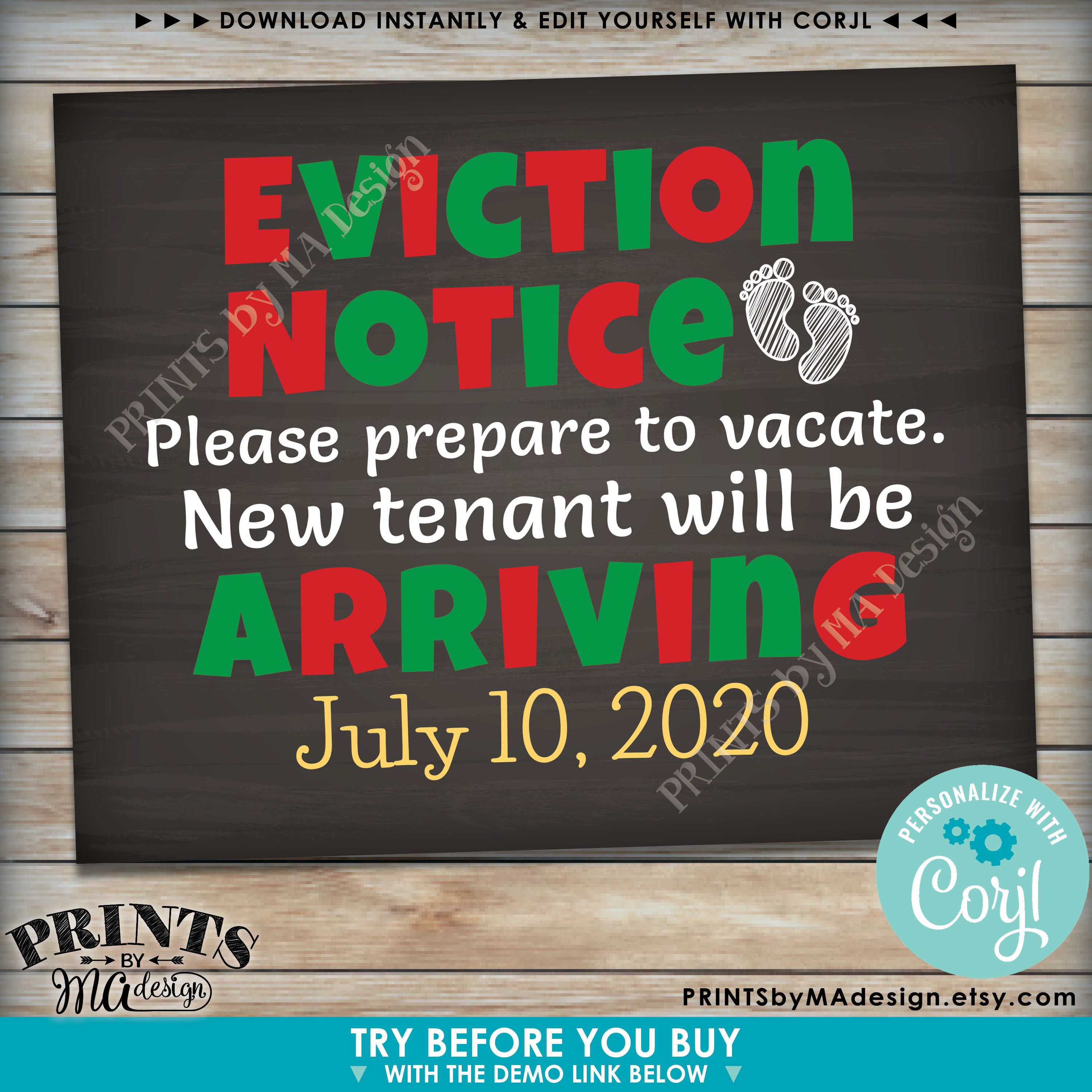 eviction notice pregnancy announcement prepare to vacate for baby