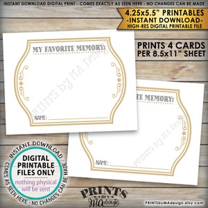 Deel een geheugenkaart, deel herinneringen, schrijf je favoriete herinnering, verjaardagsfeestactiviteit, Cheers B-day, PRINTBAAR 8,5x11" digitaal bestand <ID>