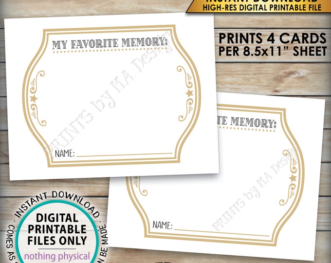 Share a Memory Card, Share Memories, Write Your Favorite Memory, Birthday Party Activity, Cheers B-day, PRINTABLE 8.5x11" Digital File <ID>