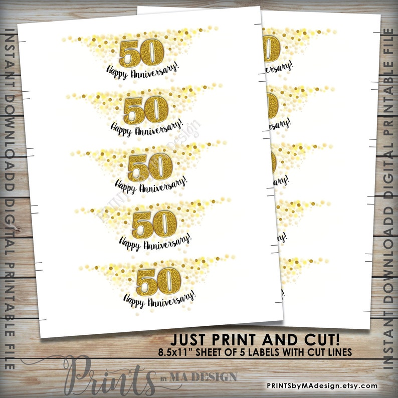Water Bottle Labels Printable 50th Anniversary Party - Etsy