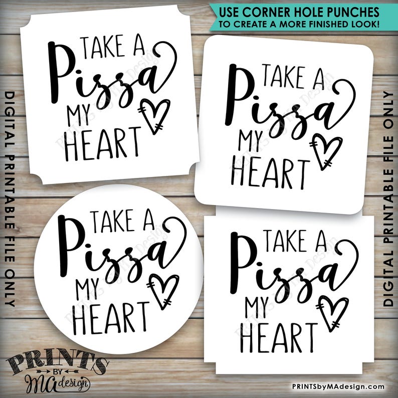 Wedding Pizza Take a Pizza My Heart Valentine/'s Day Pizza Box Labels Instant Download PRINTABLE 3x3 Labels on 8.5x11 sheet Pizza Labels