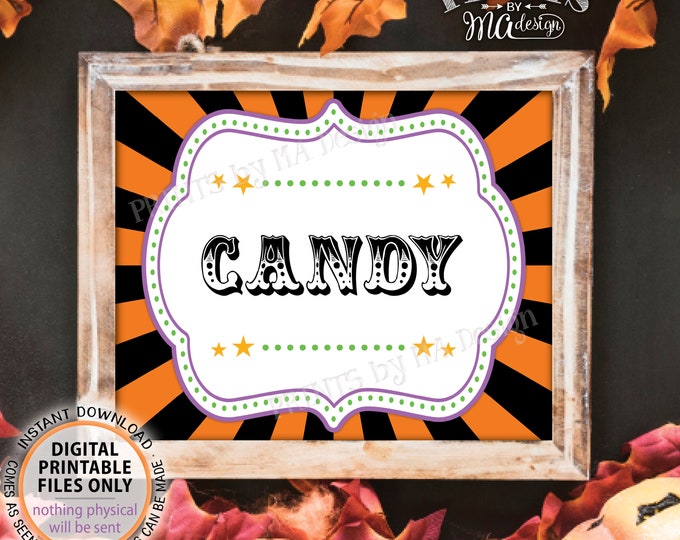 Carnival Halloween Candy Sign, Halloween Treats, Carnival Treats, Candy Bar Sign, Candy Station Sign, PRINTABLE 8x10/16x20” Candy Sign <ID>
