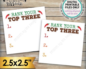 Chili Cook-Off Voting Ballots, 2.5" Square Cards on a Digital PRINTABLE 8.5x11" File <ID>