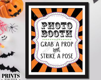 Photobooth Sign, Halloween Carnival Theme Party Sign, Carnival Sign, Circus, Grab a Prop, PRINTABLE 8x10/16x20” Halloween Party Sign <ID>