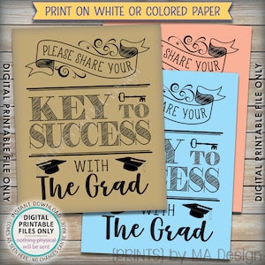Please Share Your Key to Success With the Grad Sign, Graduate Advice for Graduation Party ...