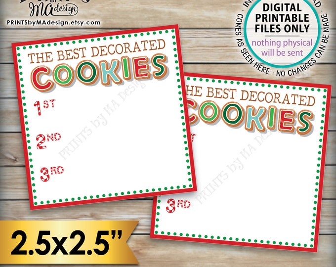 Vote for the Best Decorated Cookie, Christmas Cookies Baking Party, Holiday Cookie Voting Station, PRINTABLE Cookie Voting 2.5" Ballots <ID>