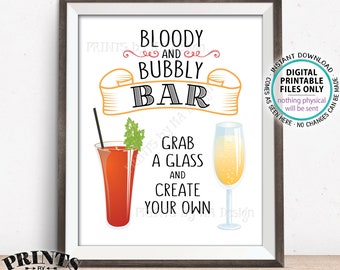 Bloody and Bubbly Bar Sign, Mimosas and Bloody Marys, Mimosa Bar, Bloody Mary Bar, Beverage Brunch Drinks Menu, PRINTABLE 8x10” Sign <ID>