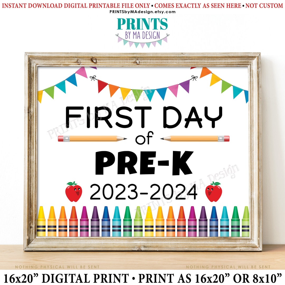 First Day of School Sign Starting Prek I'm a Etsy