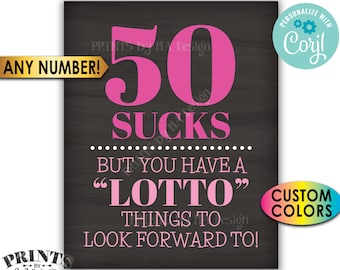 Lottery Birthday Sign, Lotto Things to Look Forward To, Custom PRINTABLE 8x10/16x20" Chalkboard Style Sign <Edit Yourself with Corjl>