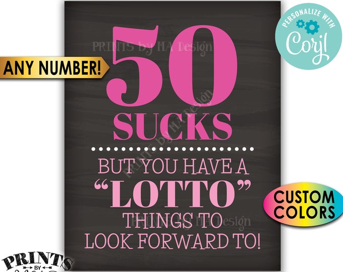 Lottery Birthday Sign, Lotto Things to Look Forward To, Custom PRINTABLE 8x10/16x20" Chalkboard Style Sign <Edit Yourself with Corjl>