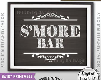 S'more Bar Sign, PRINTABLE 8x10” Chalkboard Style S'more Sign, Instant Download <ID>