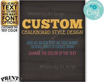 Custom Chalkboard Style Poster, Choose Your Text and Colors, One PRINTABLE 8x10/16x20” Portrait Sign <Edit Yourself with Corjl>
