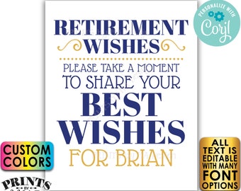 Retirement Wishes Sign, Please Leave Your Best Wishes for the Retiree, PRINTABLE 8x10/16x20” Retirement Party Decor <Edit Yourself w/Corjl>