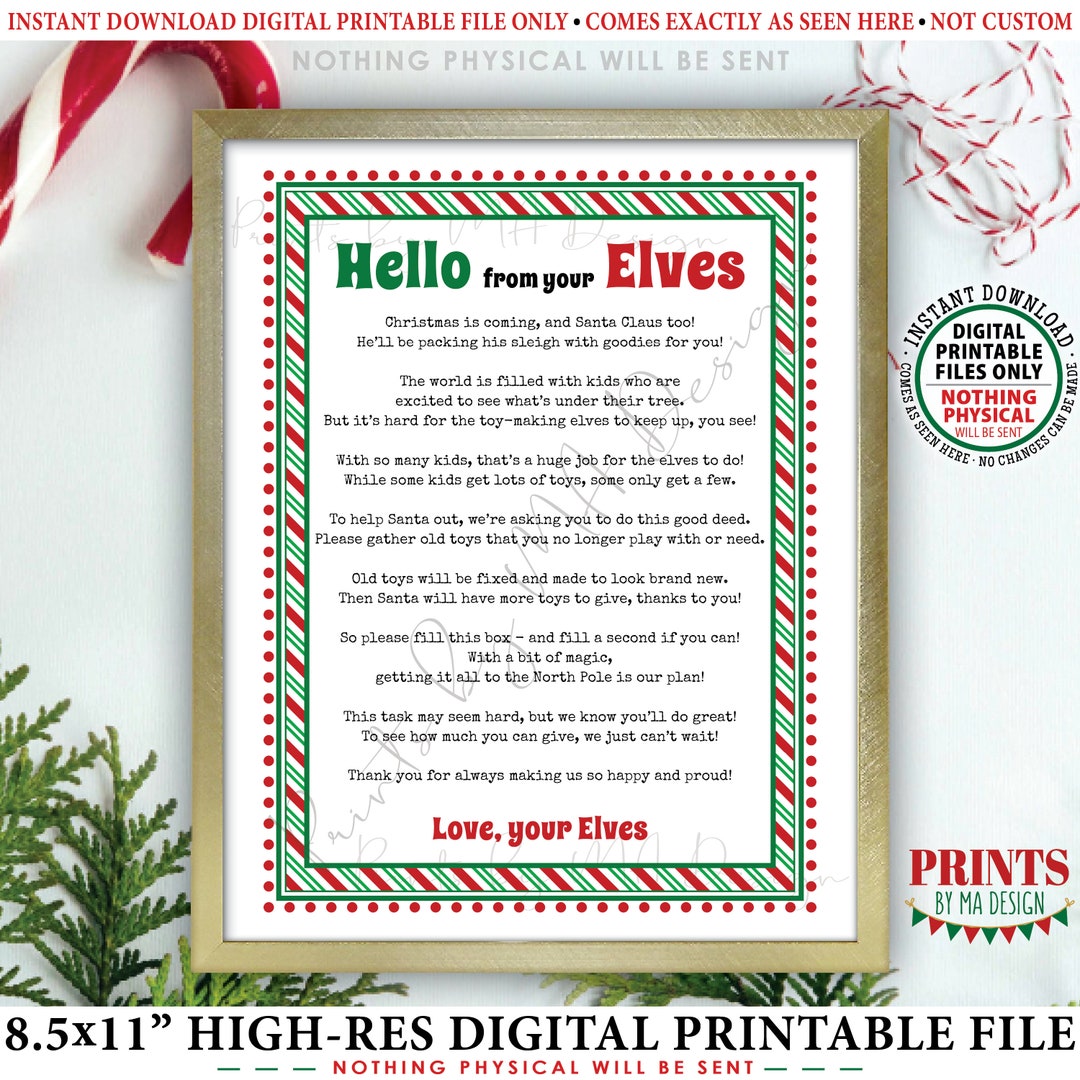 Christmas Elf Donation Request, Letter Asking to Donate Toys, Good Deed ...