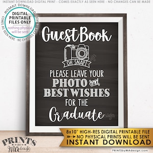 Graduation Guestbook Sign, Leave Your Photo and Best Wishes for the Graduate, Chalkboard Style PRINTABLE 8x10” Graduation Party Sign <ID>