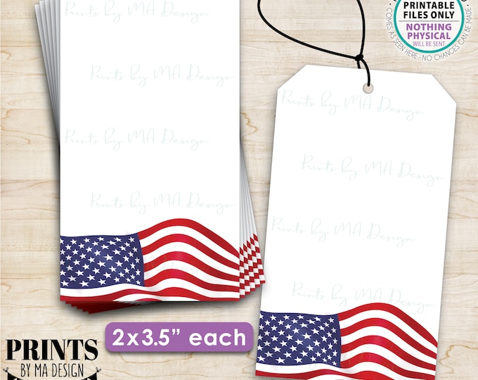 American Flag Card, Fourth of July, Army Navy Marines Air Force Boot Camp Send Off, PRINTABLE 8.5x11" Sheet of 12 blank 2x3.5" Cards <ID>