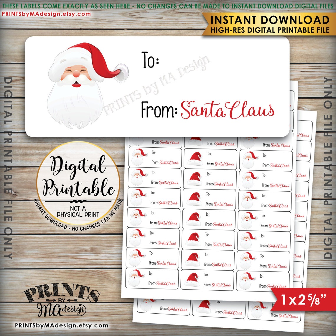 Christmas Labels Santa Labels Christmas Gift Labels Christmas Etsy