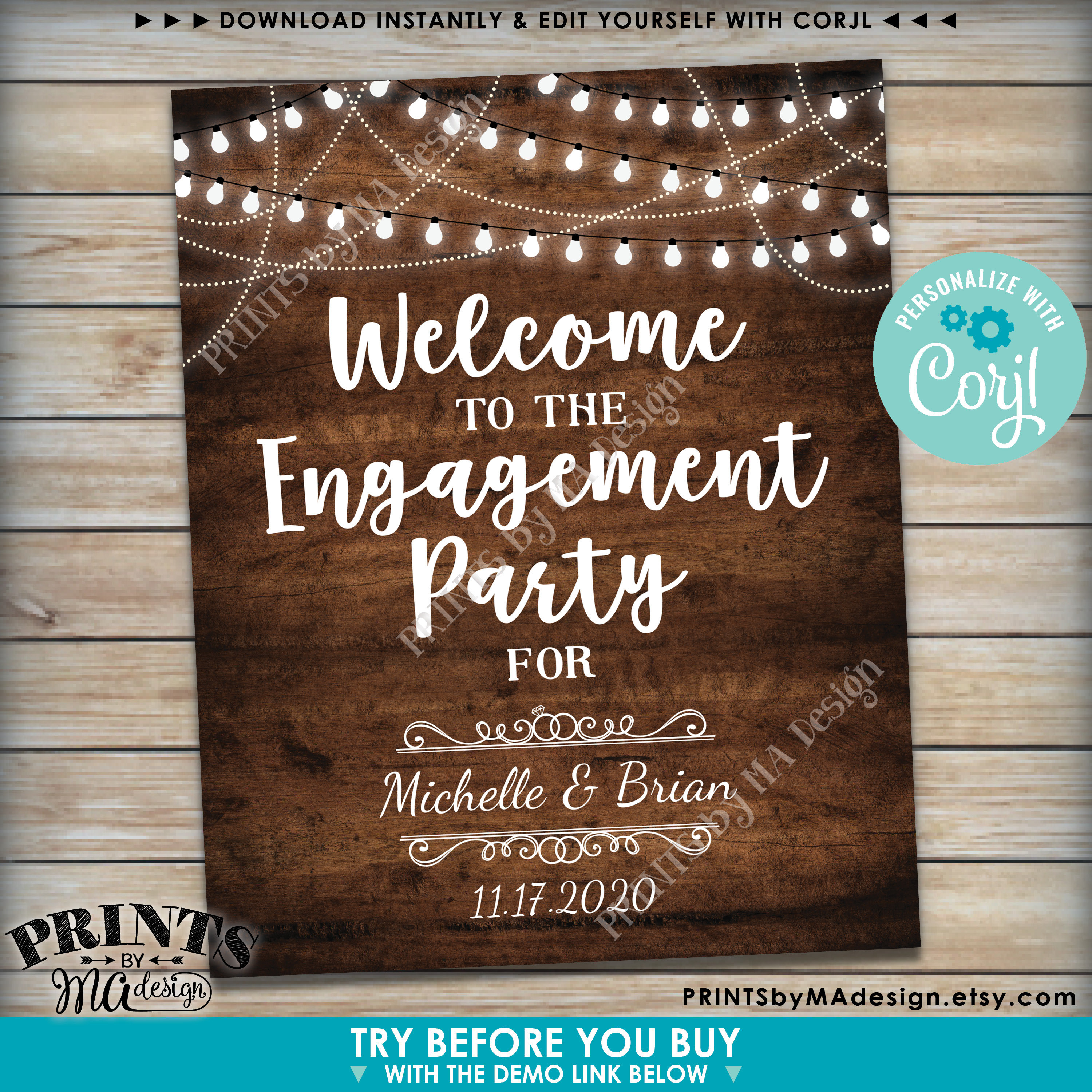 Engagement Party Sign, Welcome to the Engagement Party Decoration