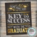 Please Share Your Key to Success With the Graduate Sign, Advice for Grad Party Sign, Gold ...