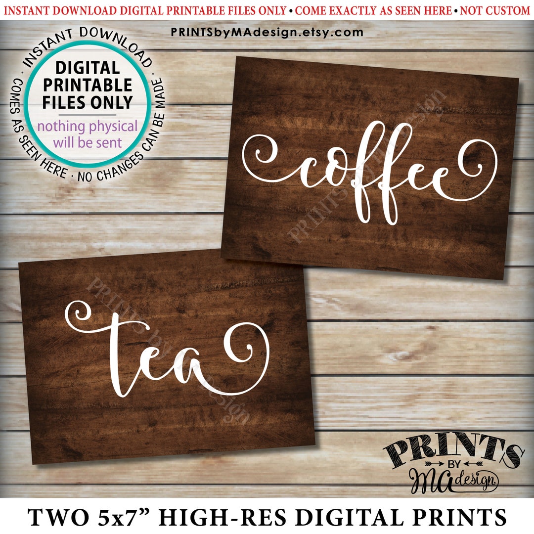 Coffee and Tea Signs, Coffee Bar, Beverage Station, Coffee Sign, Tea ...
