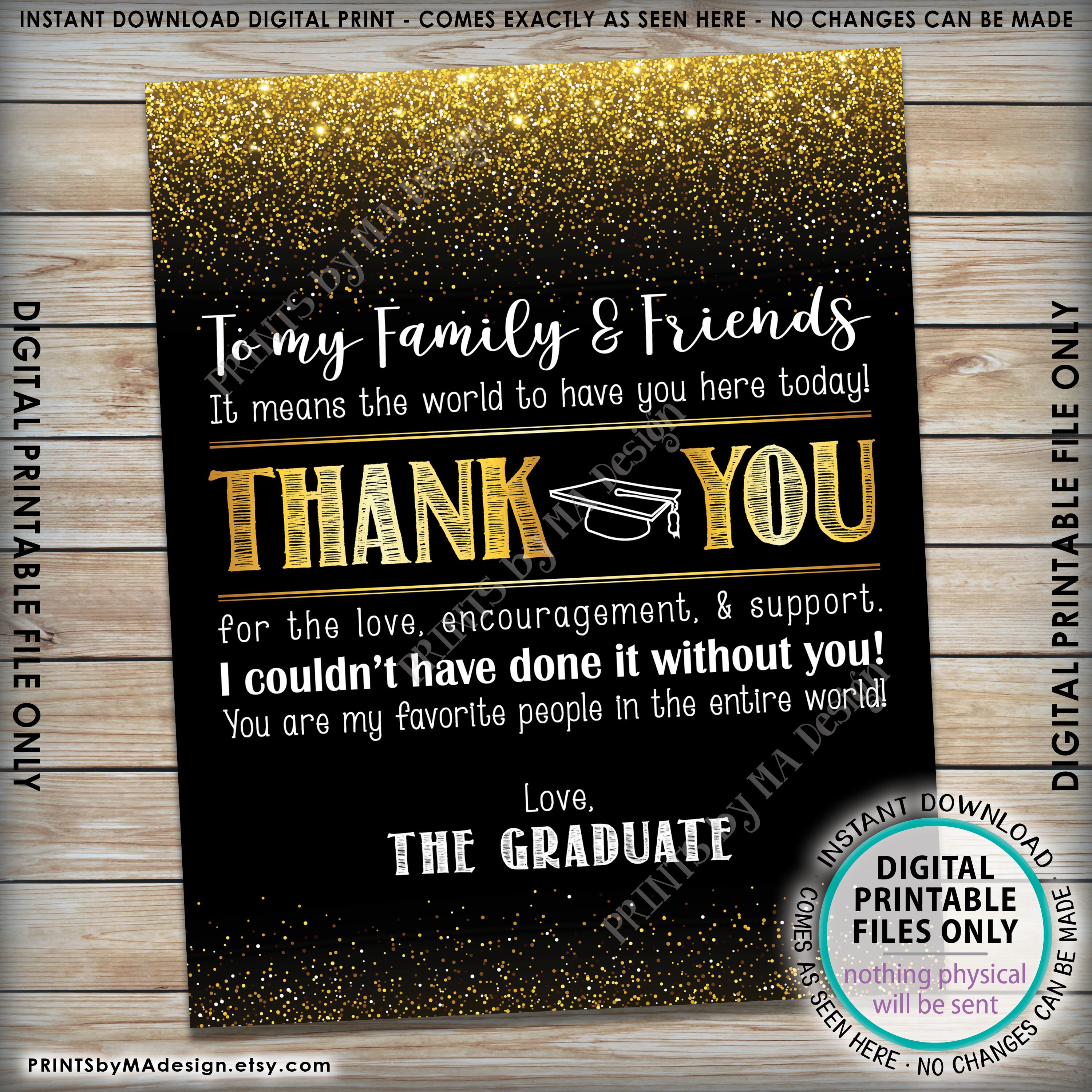 Graduation Thank You Sign Graduation Party Decoration Thank You Card 