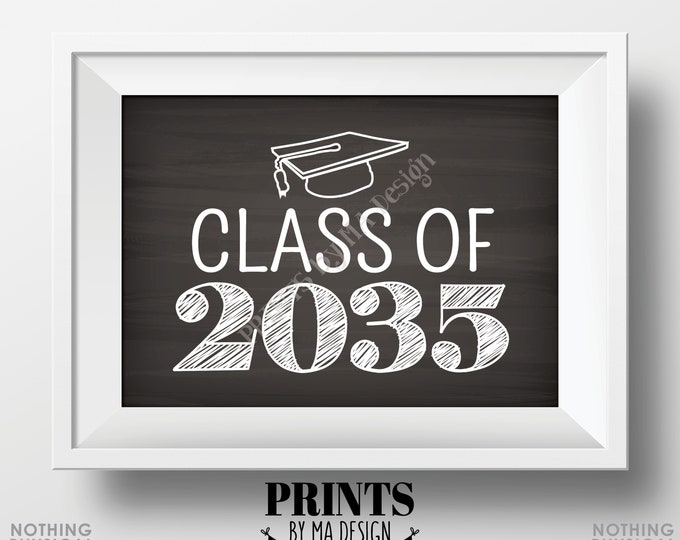 Class of 2035 Sign, First Day of School Photo Prop, High School Graduation, College Grad Cap, PRINTABLE 5x7" Chalkboard Style Sign <ID>