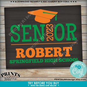 Editable Senior Sign, Class of Any Graduation Year, Custom PRINTABLE ...