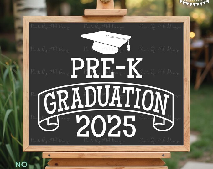 Pre-K Graduation Sign, Class of 2025, Preschool Graduates, PRINTABLE Dark Gray 8x10/16x20” 2025 Instant Download Grad Sign <ID>