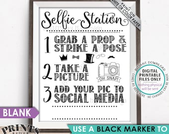 Selfie Station Sign, Share your pic on Social Media, Snap a Photo and Tag It, Take a Selfie Sign, PRINTABLE 8x10/16x20” Hashtag Sign <ID>