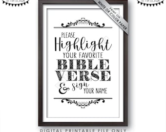 Highlight Your Favorite Bible Verse and Sign Your Name Wedding Sign, Sign our Bible Guestbook Sign, PRINTABLE 4x6” Sign <Instant Download>