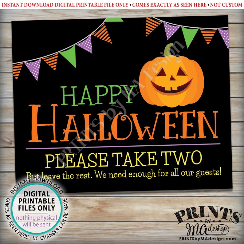 Happy Halloween Candy Sign Please Take Two Treats - Etsy.de