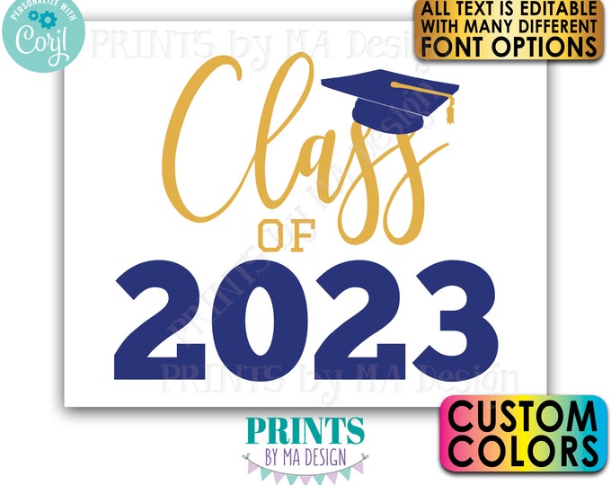 Editable Class Of Year Sign, Any Year, Graduating Year, Custom PRINTABLE 8x10/16x20” Graduation Party Decoration <Edit Yourself w/Corjl>