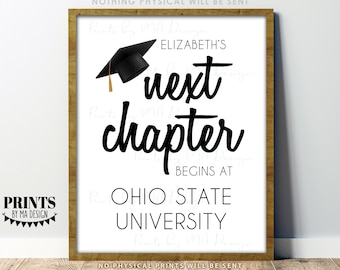 Next Chapter High School Graduation Party Decoration, My Next Chapter Begins at University Name, Off to College, PRINTABLE 16x20” Grad Sign