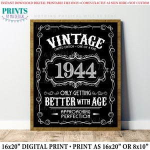 1944 Birthday Sign, Vintage Better With Age Poster, Whiskey Theme ...