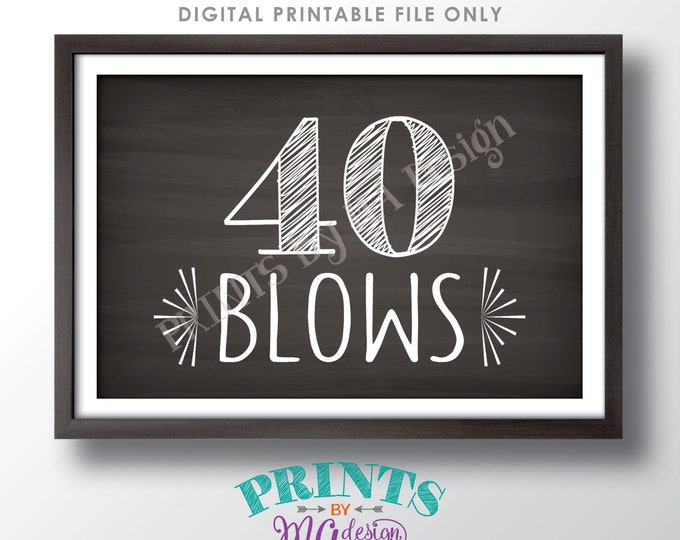 40th Birthday Sign, 40 Blows Gum, Funny 40th Birthday Decor, Candy Bar, Fortieth Bday Party, PRINTABLE 4x6” Chalkboard Style 40th Sign <ID>