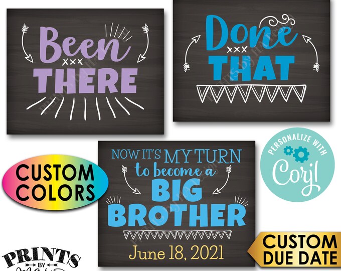 Pregnancy Announcement, Been There Done That It's My Turn to Become a Big Brother, PRINTABLE Baby #4 Reveal Signs <Edit Yourself with Corjl>