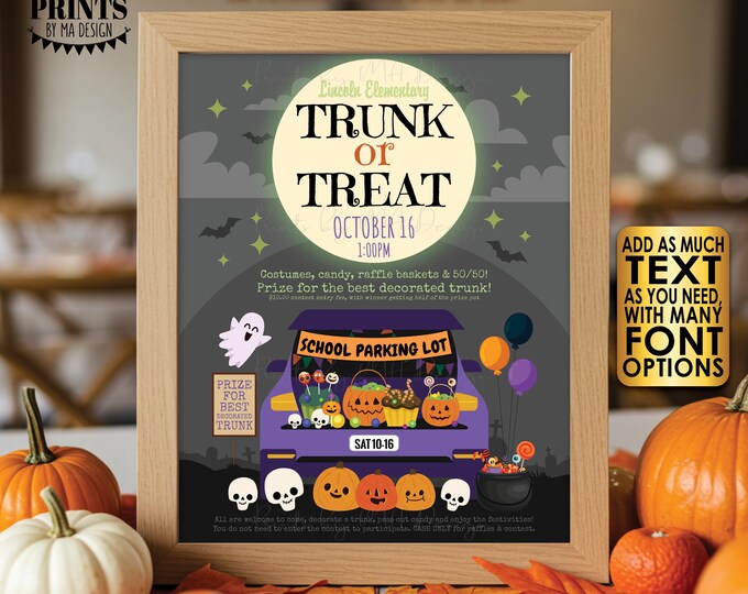 Editable Trunk or Treat Sign, Halloween Party, School, Church, Business, Custom PRINTABLE 8.5x11" Digital File <Edit Yourself w/Corjl>