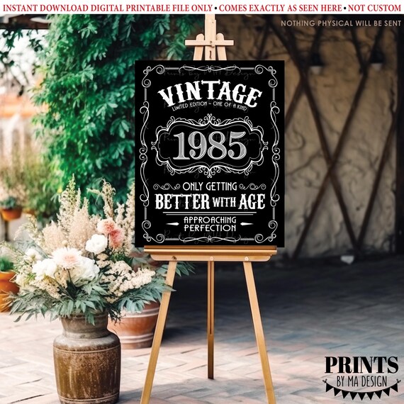 1985 Birthday Sign, Vintage Better With Age Poster, Whiskey
