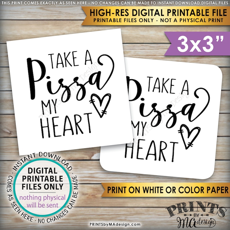 Wedding Pizza Take a Pizza My Heart Valentine/'s Day Pizza Box Labels Instant Download PRINTABLE 3x3 Labels on 8.5x11 sheet Pizza Labels