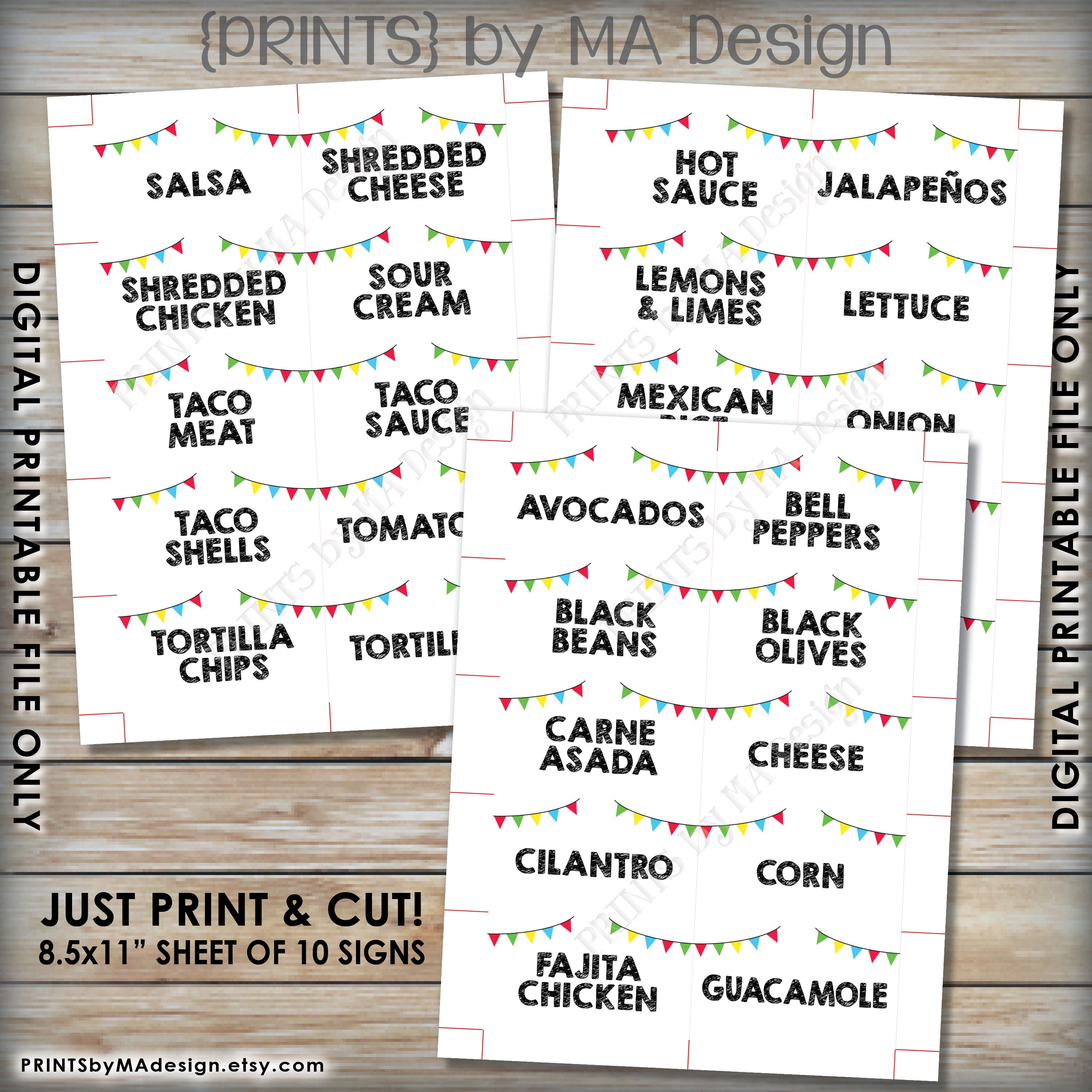 Free Printable Taco Bar Card Labels