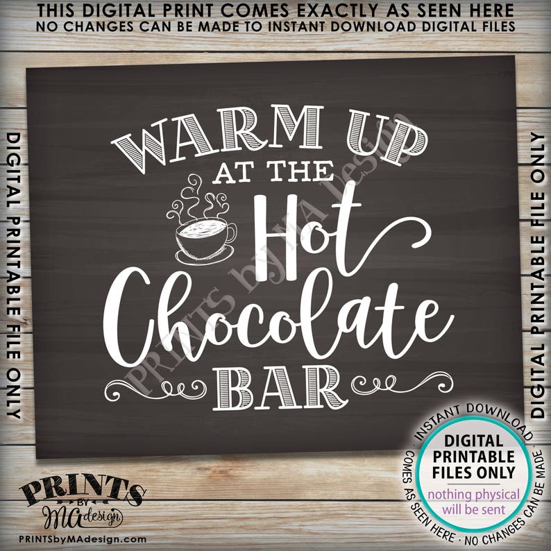 Hot Chocolate Bar Kit, Build Your Own Hot Cocoa Ingredients Labels, Winter, Fall, Instant Download Chalkboard Style PRINTABLE Sign & Labels image 2