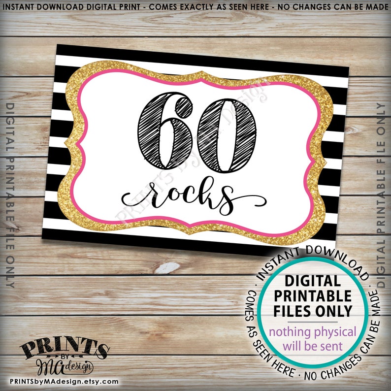 60th Birthday Candy Signs 60 Sucks 60 Rocks 60 Blows 60 Can - Etsy