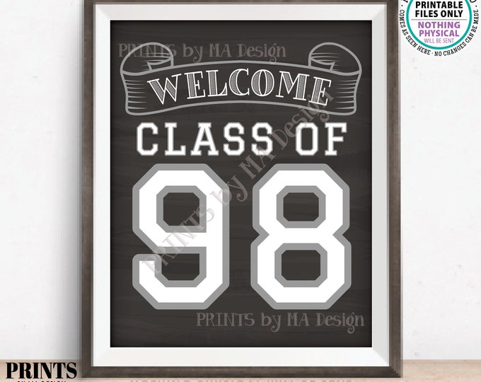 Class of 98 Sign, Welcome Class of 1998 Welcome Sign, Reunion Decorations, Chalkboard Style PRINTABLE 8x10/16x20” Class Reunion Sign <ID>